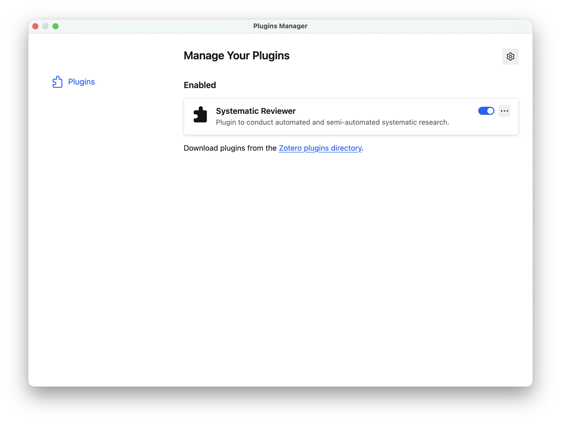 Zotero Plugins Manager after plugin installation.