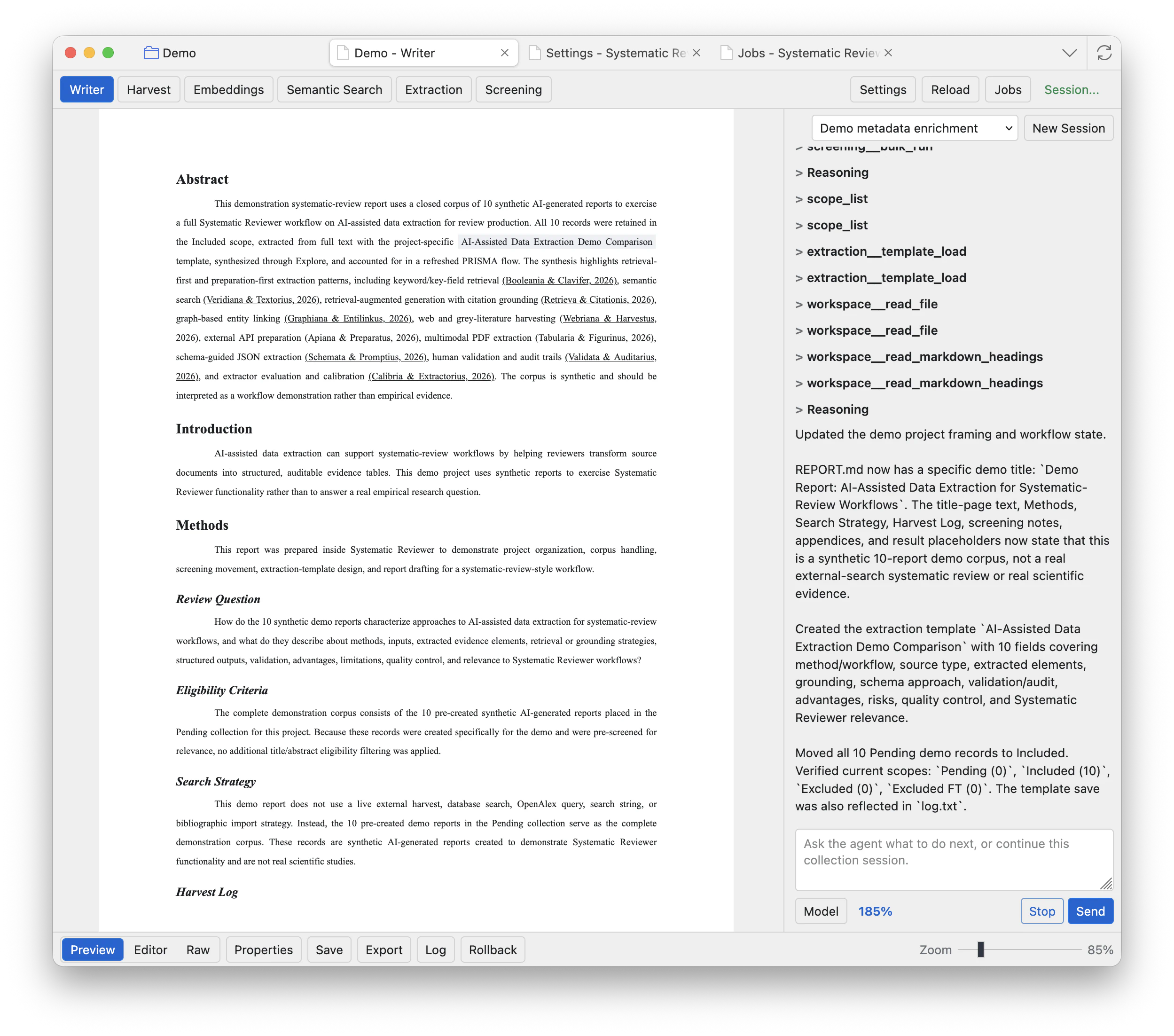 Created project opened in Zotero with project collections.